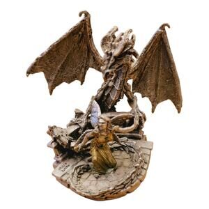 Vintage 2001 Radcliffe Pewter Dragon The Luring Melody 3.5"x4.5" Missy Leigh USA